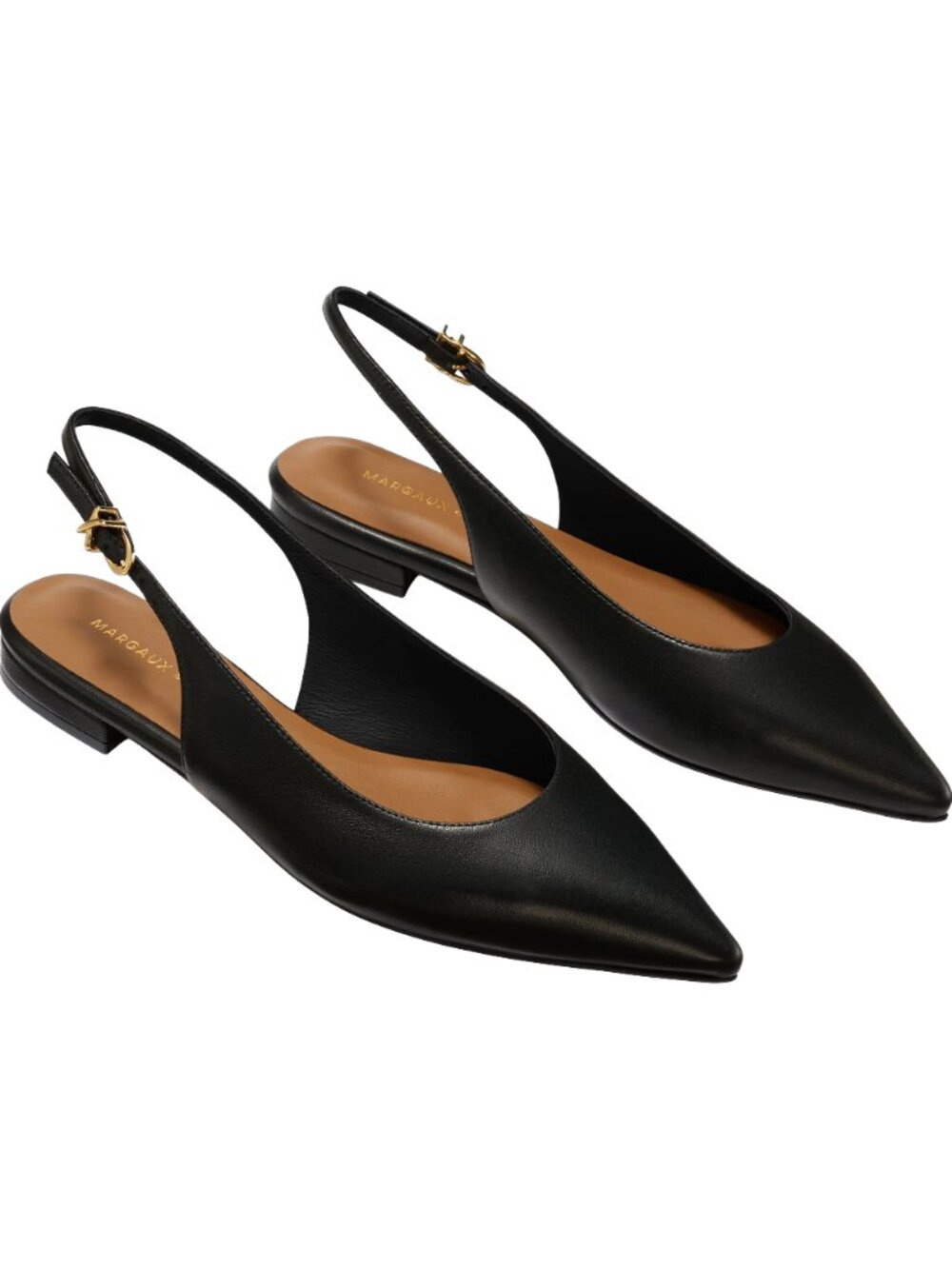 Margaux The Elise Black Pointed Leather Slingback Flats Size 40 - Picture 7 of 7